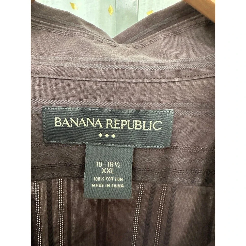 Banana Republic Factory Men's 100% Cotton Chocolate Brown Button Down Shirt XXL